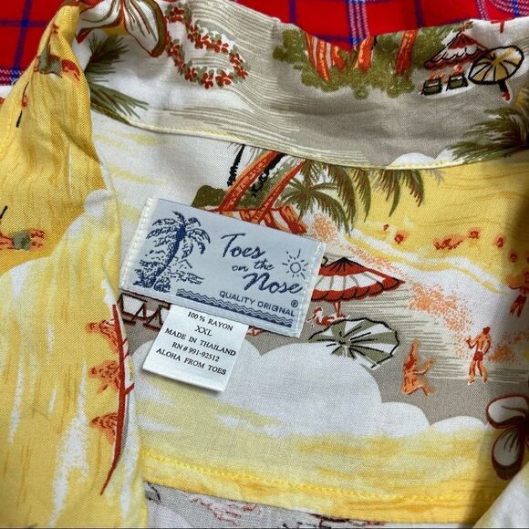 Toes On The Nose Palm Tropical Button Up Shirt Size 2XL XXL - Picture 3 of 7